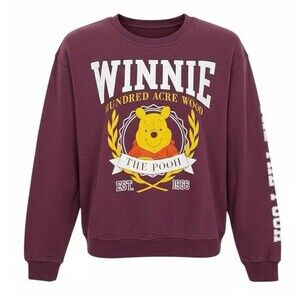 Disney Winnie Pooh 100 Acre Wood Collegiate Crest Sweatshirt Spellout Unisex M